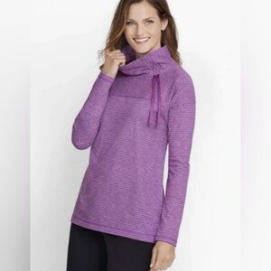 Talbots Purple stripe funnel neck pullover Sweater size LP